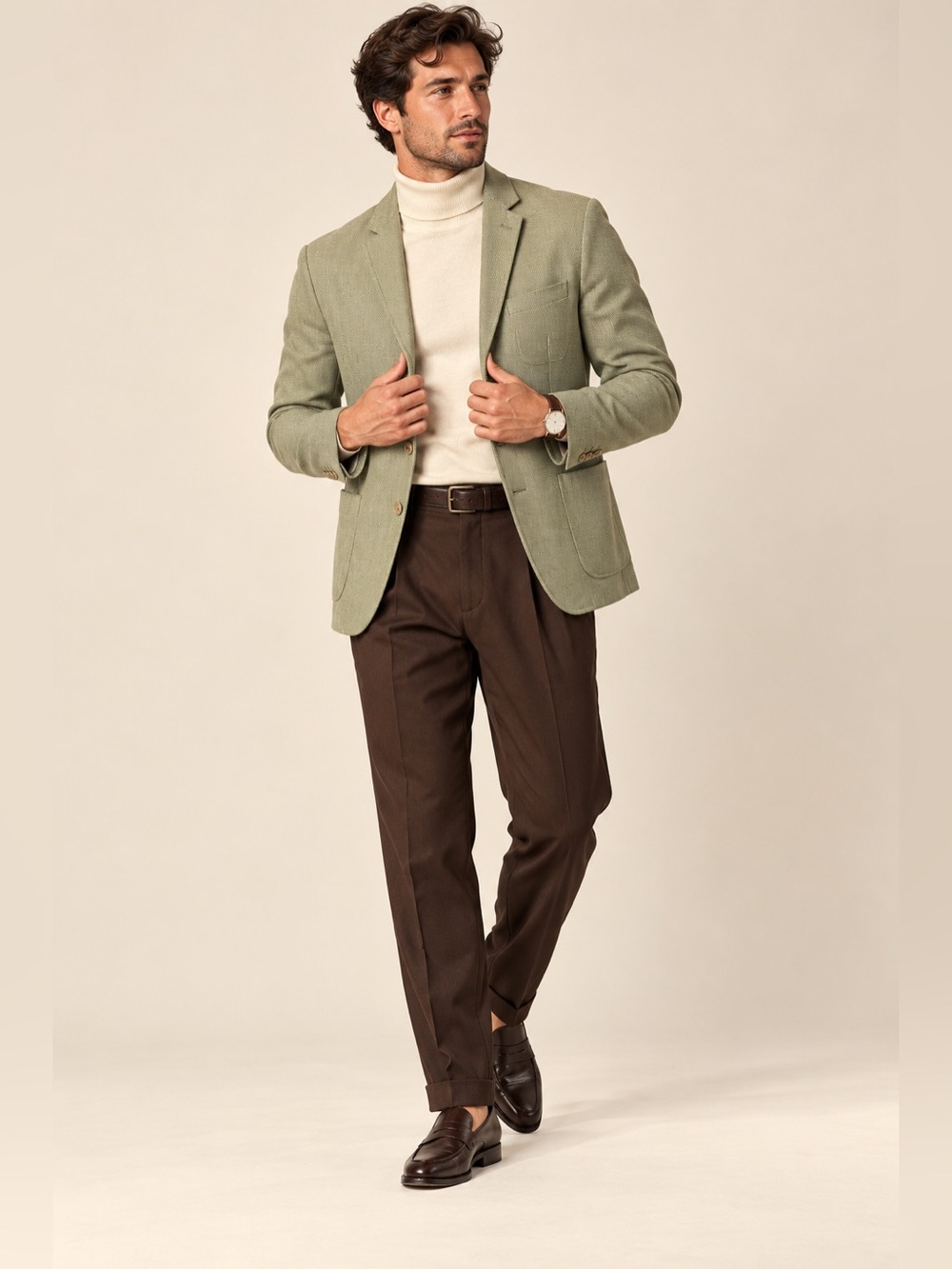 Zara Man Sage Green Blazer Mens 38 Textured 2 Button Wedding Sport Coat NWT